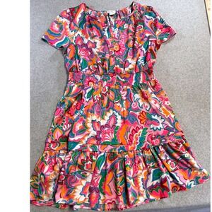 Nicole Miller NY Dress Womens XL‎ Multicolor Floral Tiered Ruffle Boho Summer